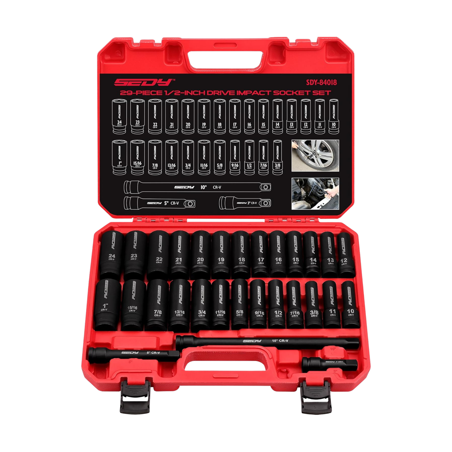 SEDY 29-PIECE 1/2-INCH IMPACT SOCKET SET