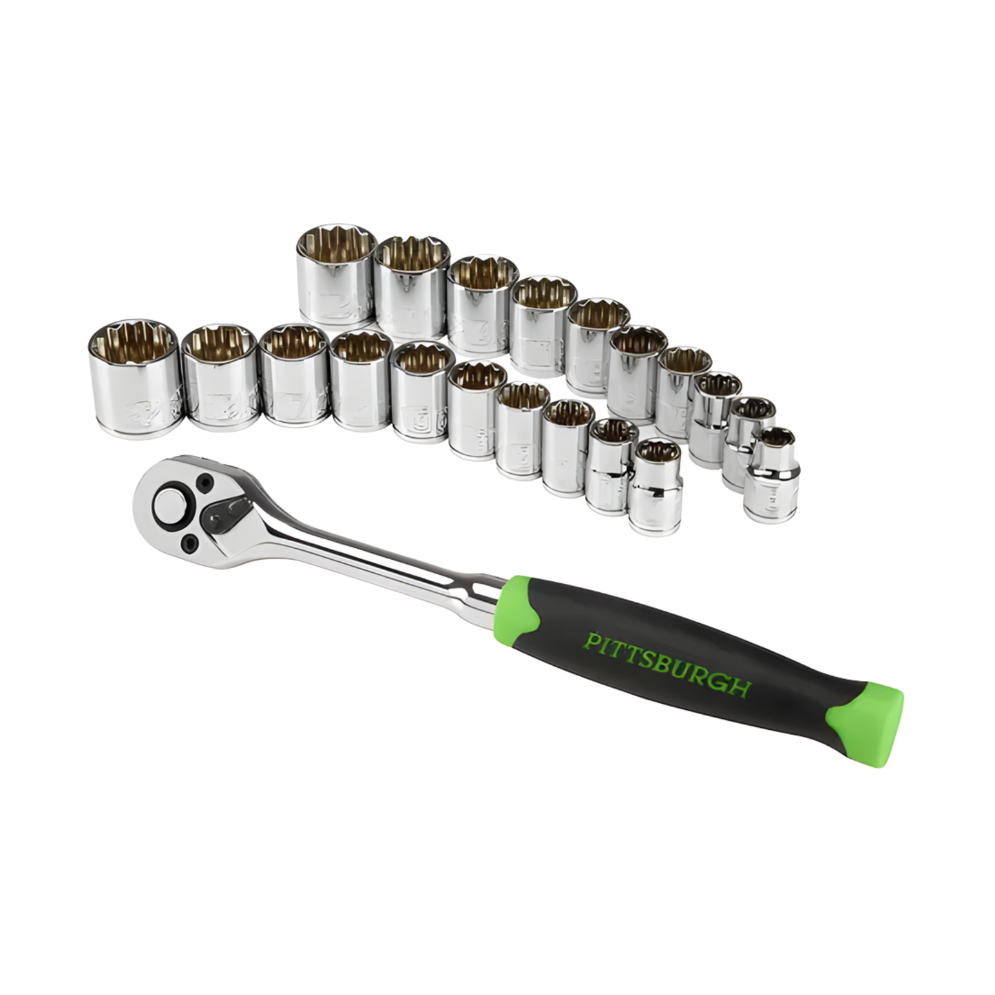 PITTSBURGH ½” METRIC AND SAE RATCHET AND SOCKET SET, 21 PC.