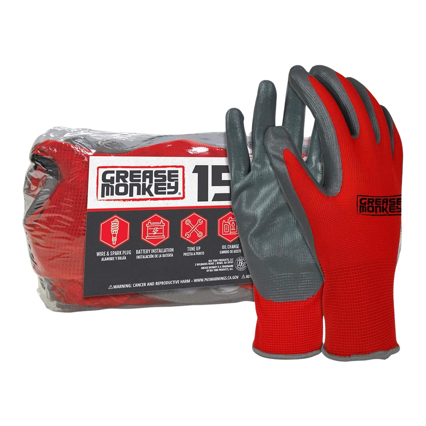 GREASE MONKEY NITRILE COATED WORK GLOVES, 15 PAIR PACK