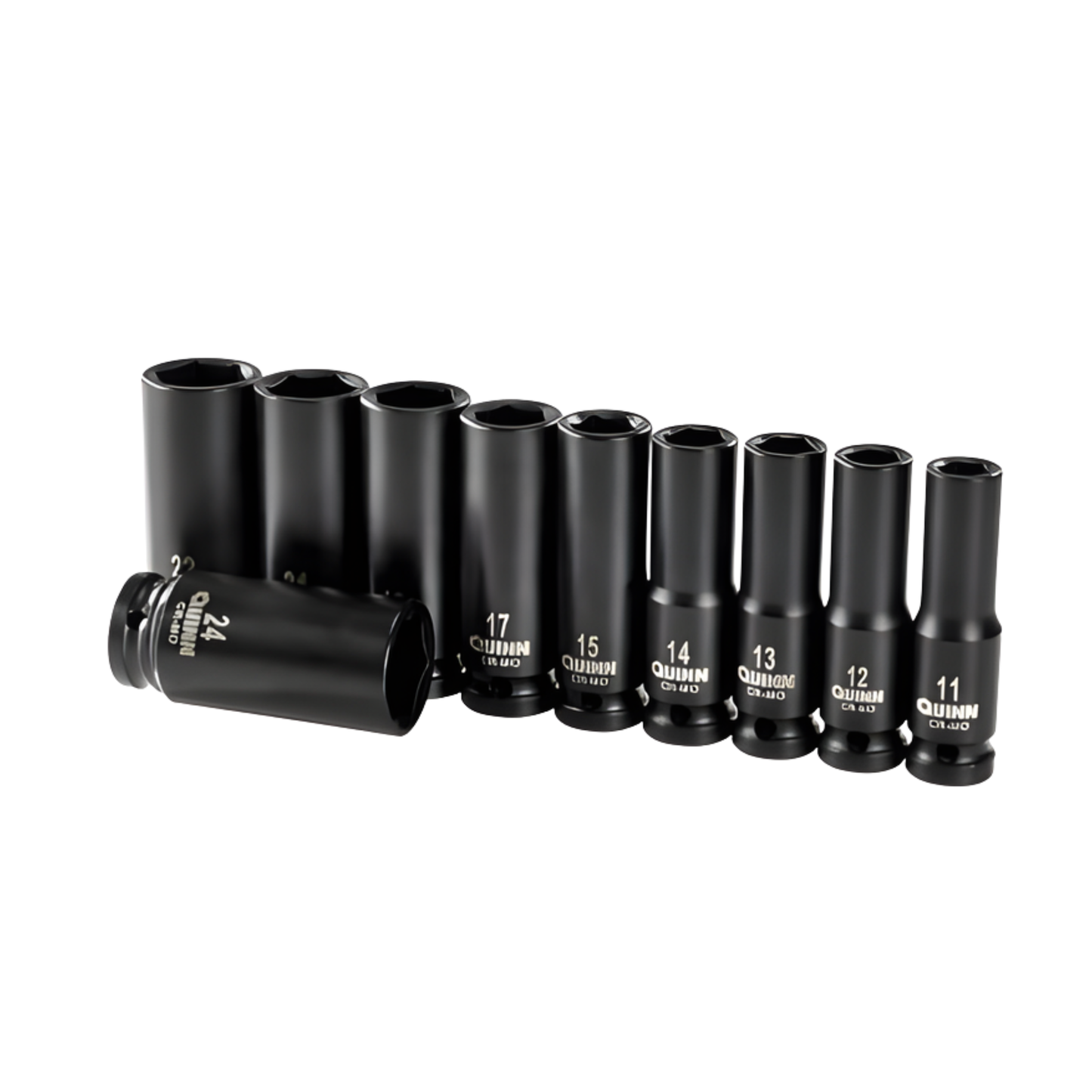 JUEGO DE DADOS PROFUNDOS DE IMPACTO MILIMETRICOS QUINN 1/2 PULG., 10 PIEZAS