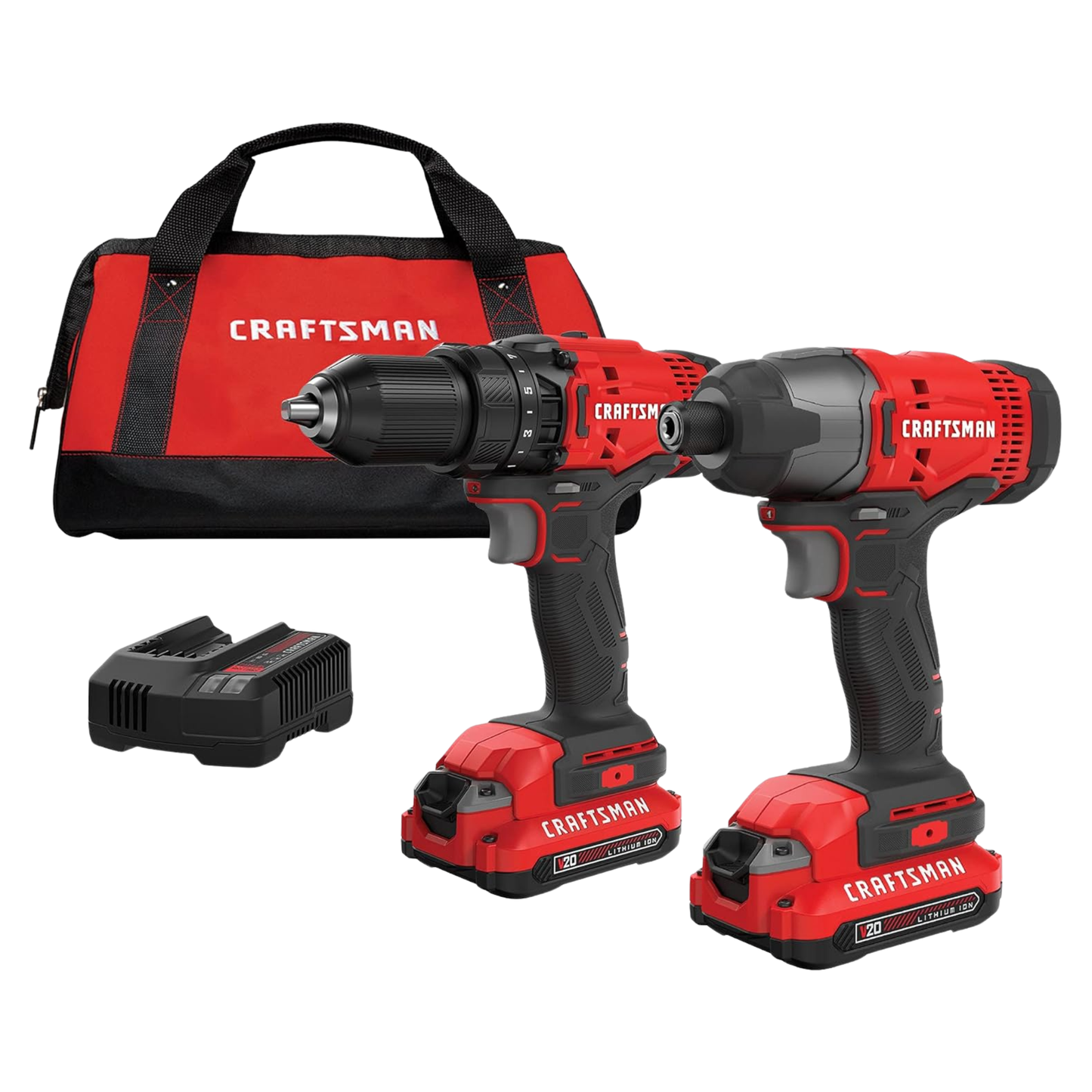 CRAFTSMAN V20 MAX CORDLESS DRILL AND IMPACT DRIVER COMBO KIT (CMCK200C2AM)