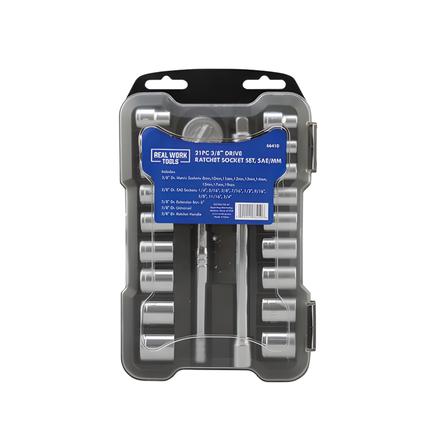 REAL WORK 3/8” RATCHET AND METRIC AND SAE SOCKET SET, 21 PCS