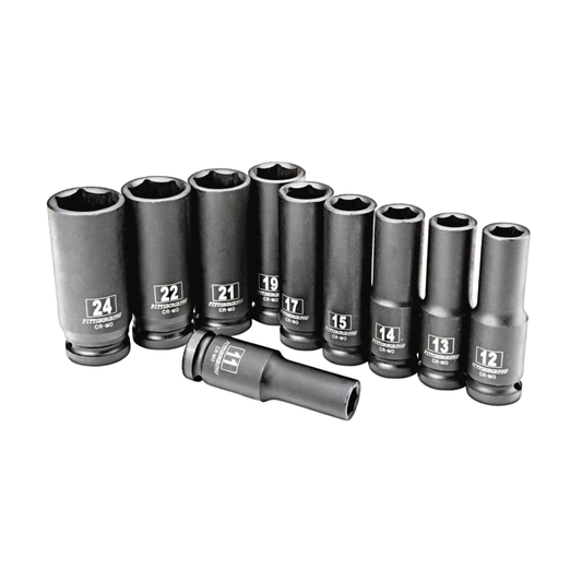 JUEGO DE DADOS PROFUNDOS DE IMPACTO MÉTRICO PITTSBURGH 1/2 PULG., 10 PIEZAS