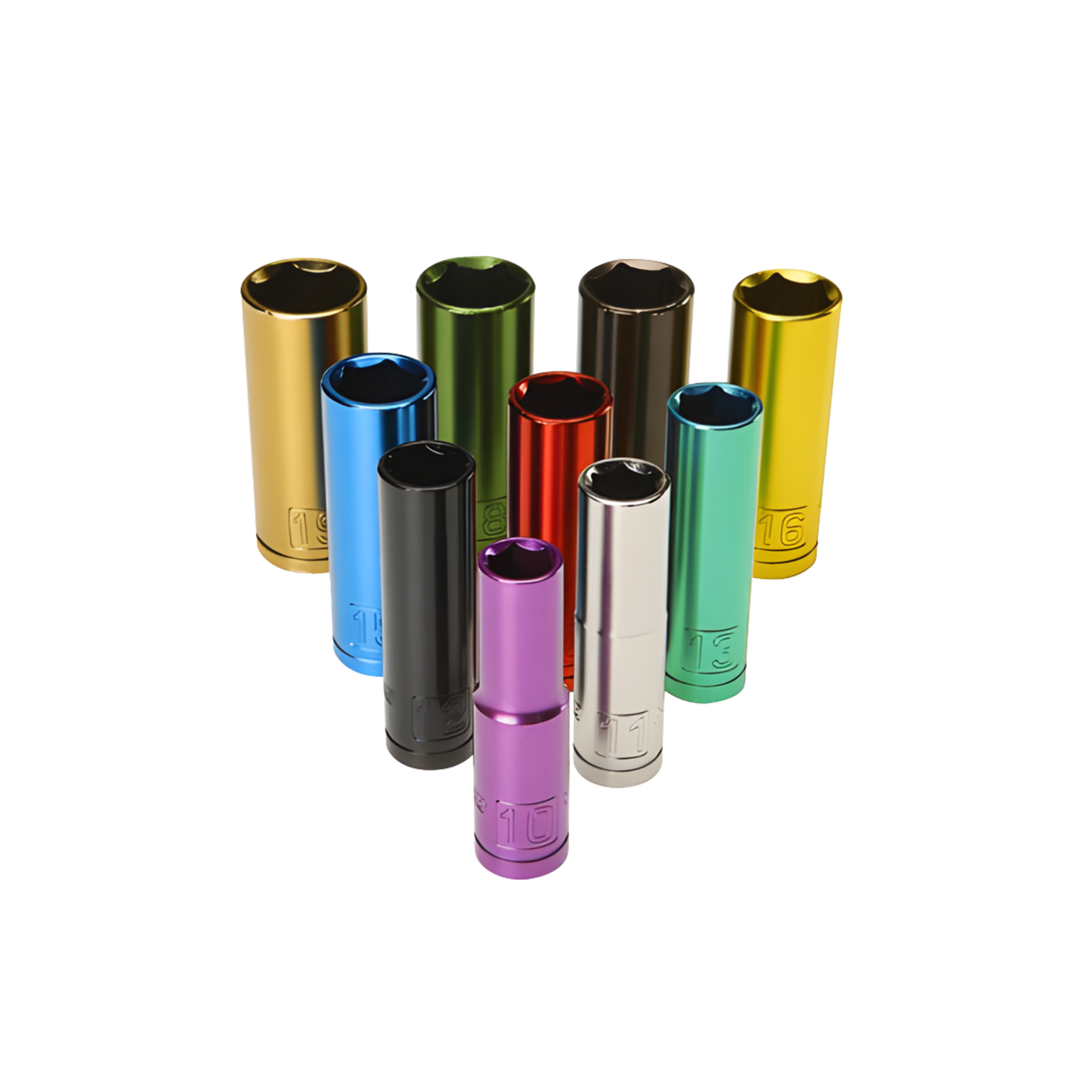 JUEGO DE DADOS PROFUNDOS CODIFICADOS POR COLORES MÉTRICOS DE 3/8” PITTSBURGH, 10 PIEZAS