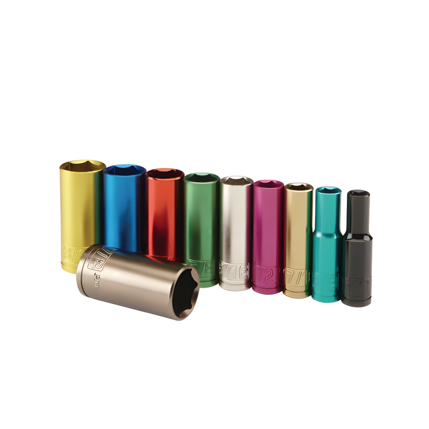 JUEGO DE DADOS PROFUNDOS CODIFICADOS POR COLORES SAE DE 3/8” PITTSBURGH, 10 PIEZAS