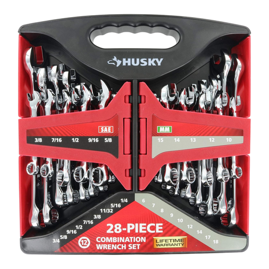 HUSKY 28-PIECE SAE AND METRIC COMBINATION WRENCH SET