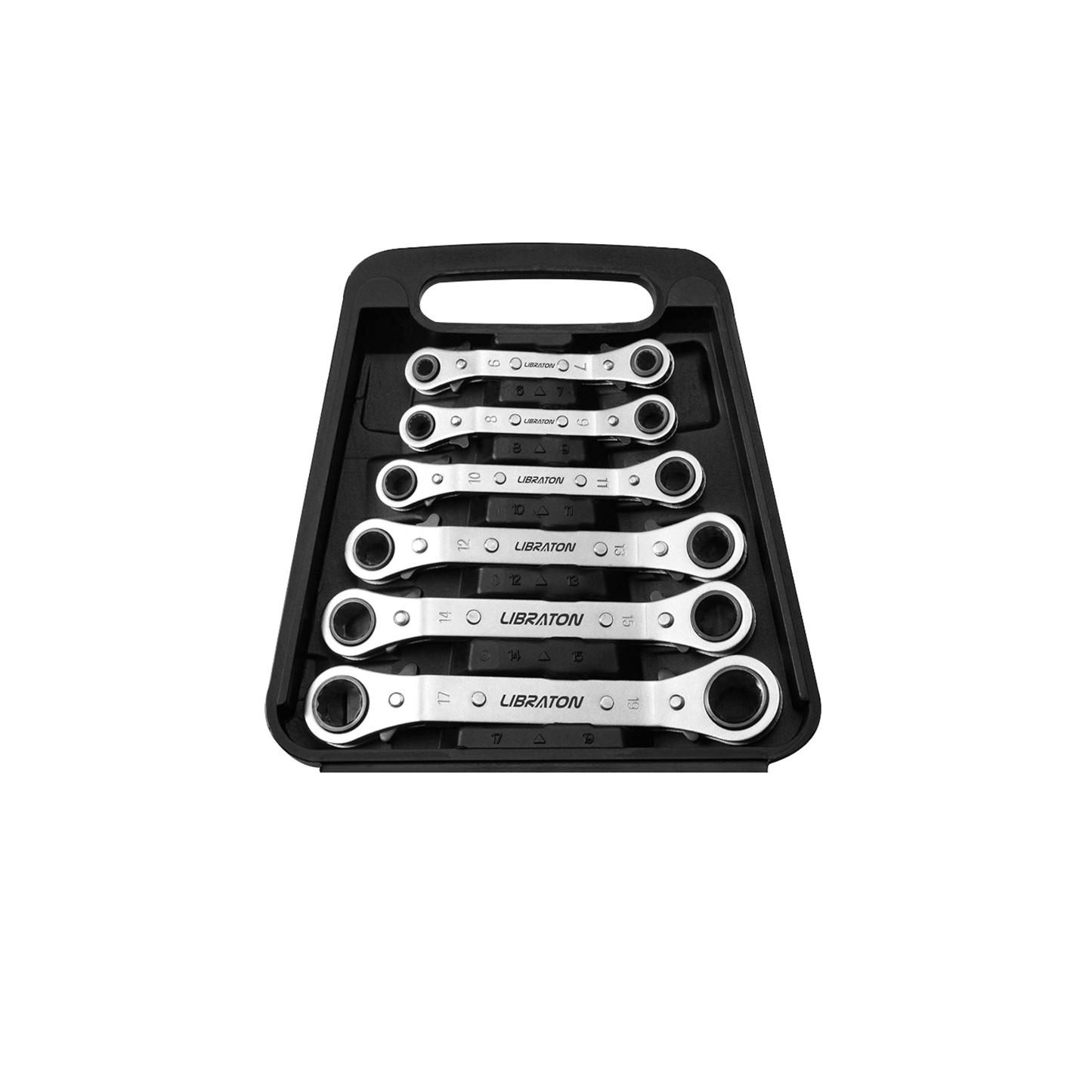 JUEGO DE LLAVES MÉTRICAS DE TRINQUETE, SEDY , 6 PIEZAS, CABEZAL DE TRINQUETE REVERSIBLE