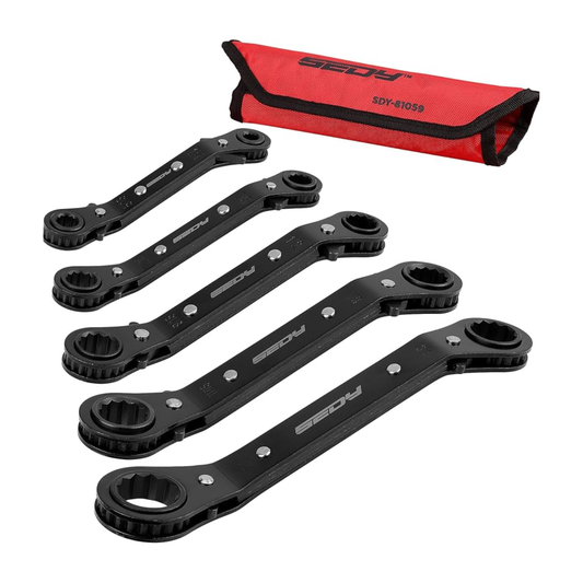 RATCHET WRENCH SET, SEDY, 5-PIECE, REVERSIBLE RATCHET HEAD, SAE
