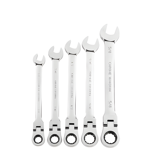 PITTSBURGH 5 PC. SAE FLEX HEAD RATCHETING COMBINATION WRENCH SET