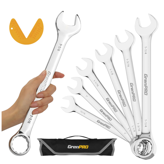 GRENPRO JUMBO COMBINATION WRENCH SET, SAE, 7-PIECE