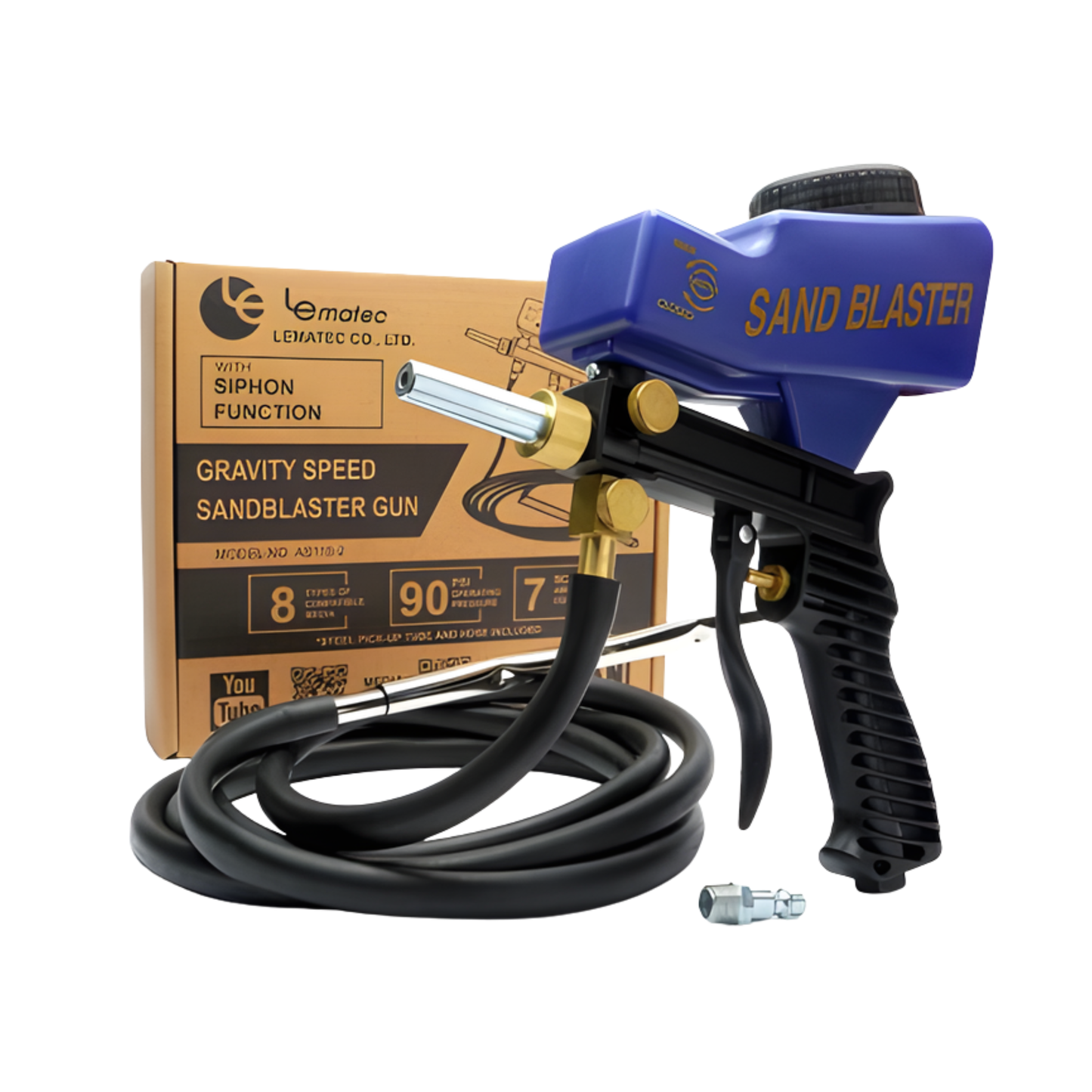 LE LEMATEC SANDBLASTER GUN KIT, RUST REMOVER AND PAINT STRIPPER