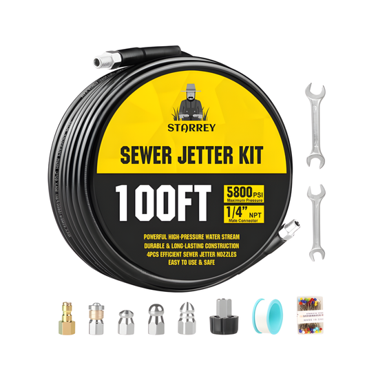 DRAIN CLEANING HOSE 1/4 INCH X 100 FEET, 5800 PSI