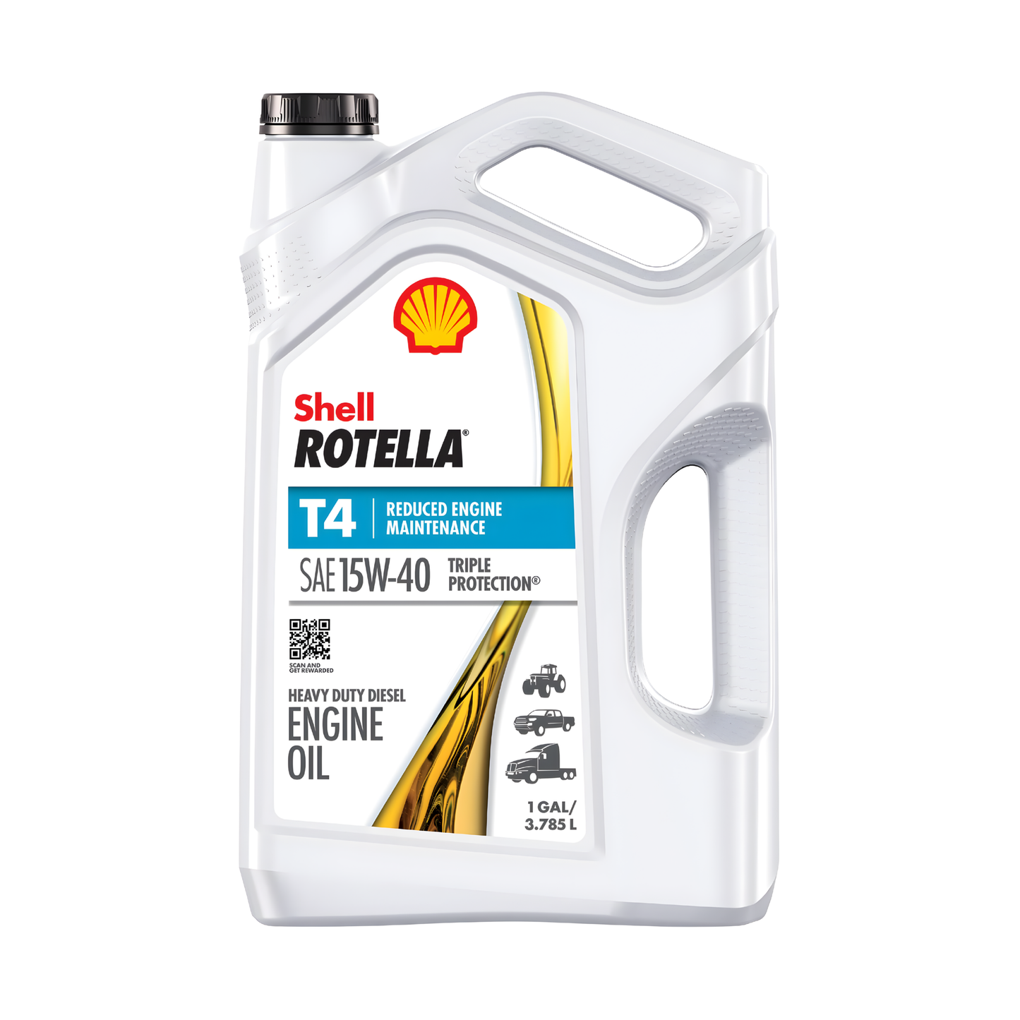 SHELL ROTELLA T4 TRIPLE PROTECTION 15W-40 DIESEL ENGINE OIL, 1 GALLON